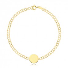 375 yellow gold children's bracelet - double links, flat smooth disc