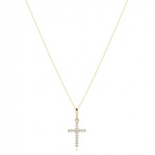 14K gold diamond necklace - Latin cross with sixteen brilliants