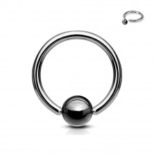 316L steel piercing - circle with ball of dark grey colour