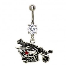 Belly button ring - biker with eagle