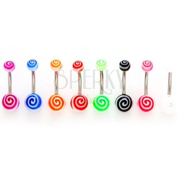 Ball belly button ring - colorful snail