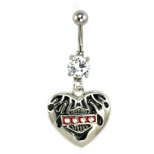 Harley heart belly ring with zircons