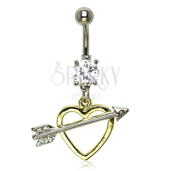 Belly button ring - love arrow of Amor with zircons