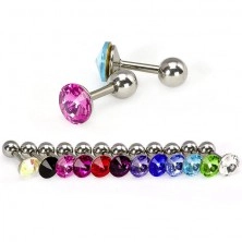Tragus piercing with ball bead and big zircon