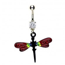 Dragonfly navel ring - red wings