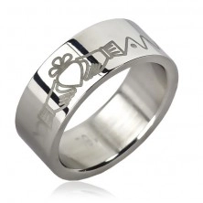 Steel ring - Irish ring design, chain, zig-zag