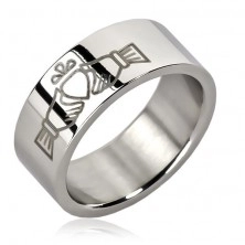Stainless steel ring - hands holding heart