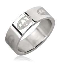 Stainless steel ring - heart in oval