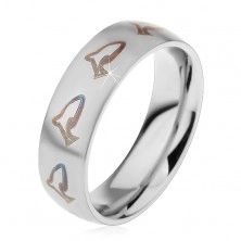 Stainless steel ring - black dolphins
