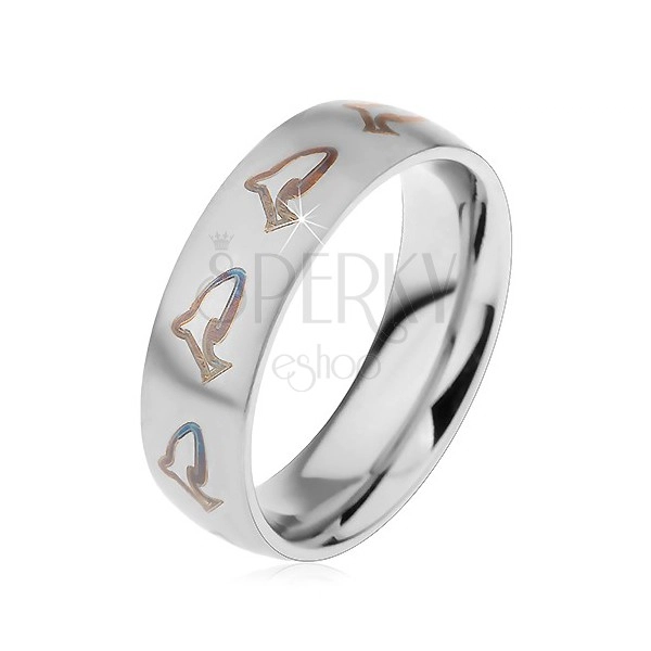 Stainless steel ring - black dolphins