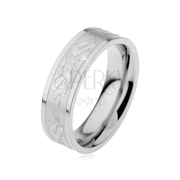 Stainless steel ring - dragon motif