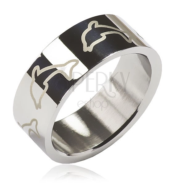 Ring made of surgical steel - dolphins