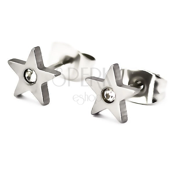 Surgical steel earrings - star with zircon