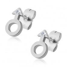 Steel earrings - gender symbol, man