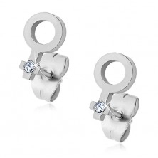 Stainless steel earrings with zircon - gender pattern, woman