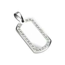 Stainless steel pendant - dog tag with mirror 30 mm