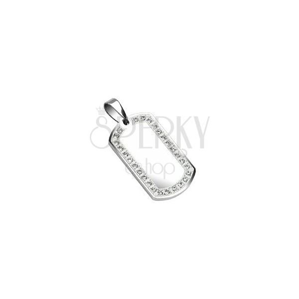 Stainless steel pendant - dog tag with mirror 30 mm