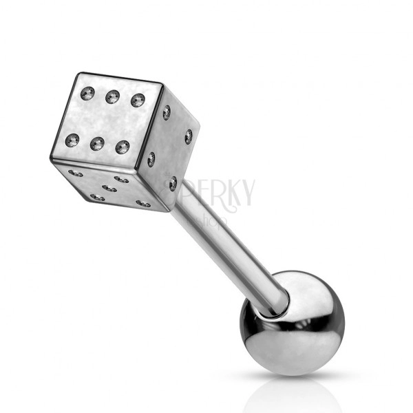 Tongue barbell - steel dice