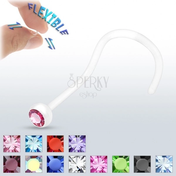 Nose stud BioFlex - transparent with zircon