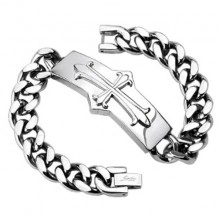 Steel chain bracelet - tag, Medieval cross