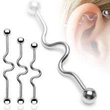 Ear piercing - waves, labret, ball beads