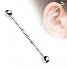 Steel ear piercing - labret with jags, ball beads