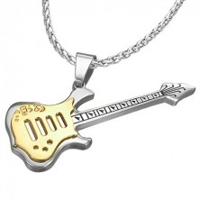 Steel guitar pendant - silver and gold colour