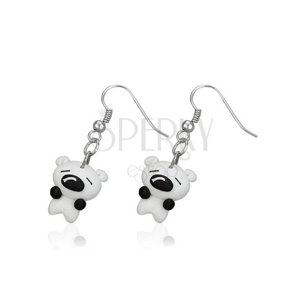 Earrings Fimo - small white puppy