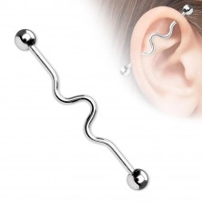 Ear piercing with wave and ball heads