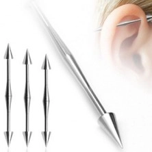 Industrial piercing with wider center and spiky heads