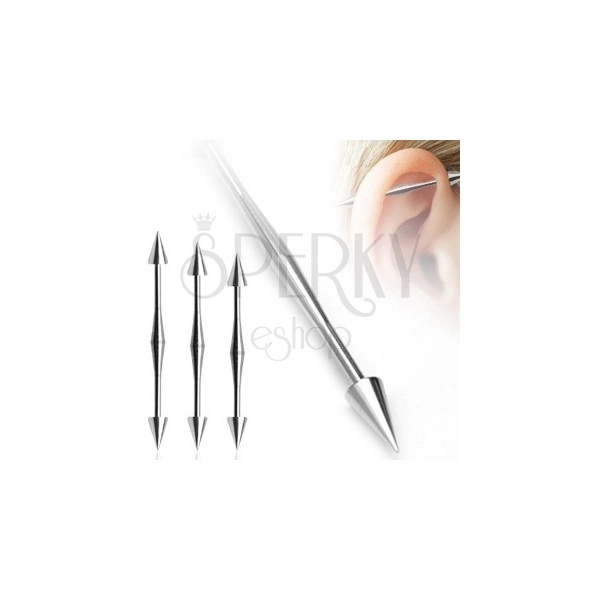 Industrial piercing with wider center and spiky heads