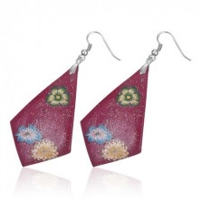 Hook FIMO earrings - violet rhombuses