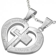 Stainless steel couple pendant - prayer, cross, heart