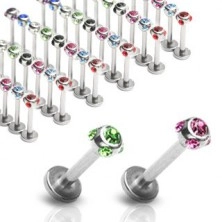 Chin and lips steel piercing - ball and its circuit decorated with zircons