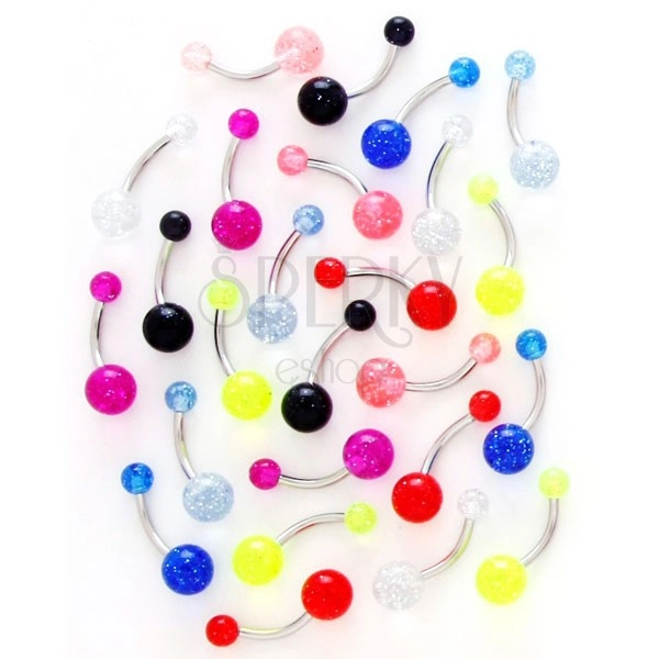 Navel ring - UV glittering ball beads
