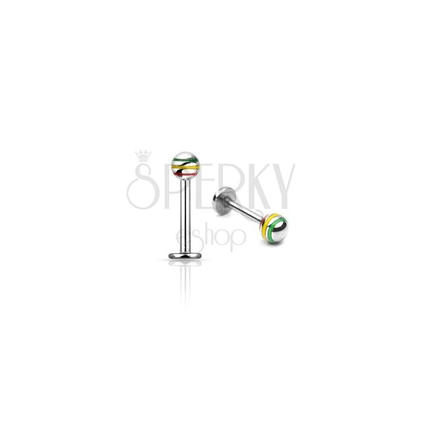 Three color ball labret - stainless steel