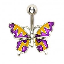 Steel navel ring - summery butterfly