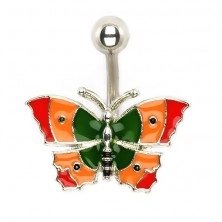 Belly button ring - colourful butterfly