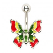 Belly button ring - colourful butterfly