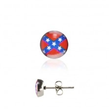 Round steel earrings -  flag of the Confederate States