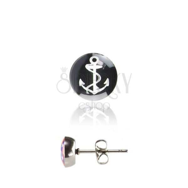 Stud stainless steel earrings - anchor