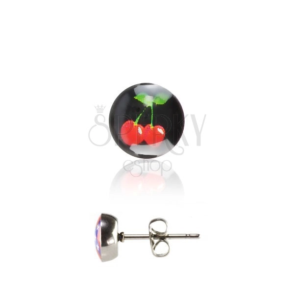 Stud earrings - cherry