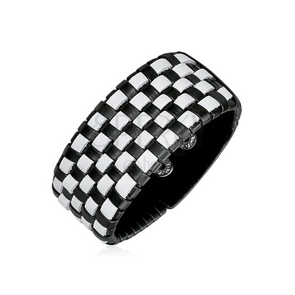 Black and white bracelet - braided chessboard pattern