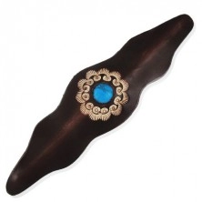 Leather bracelet - flexible, sun pattern and turquoise ball