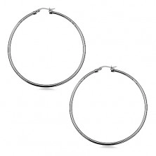 Earrings steel circles, shiny and smooth surface