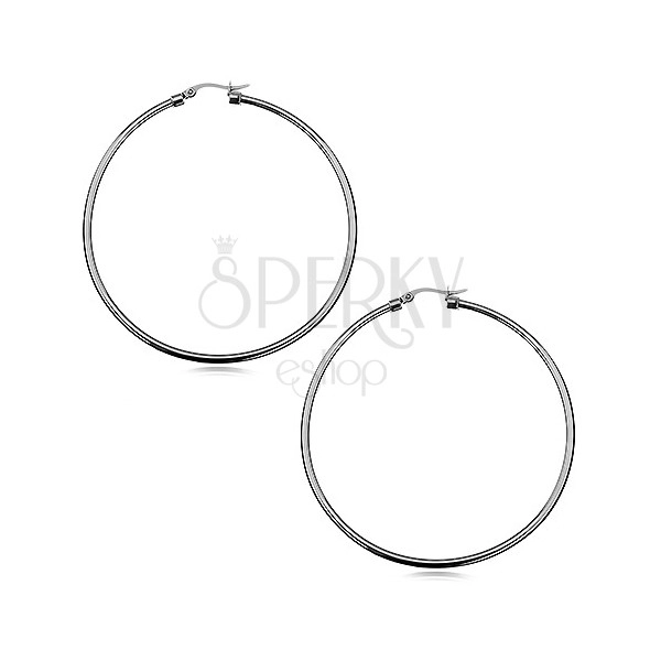 Earrings steel circles, shiny and smooth surface