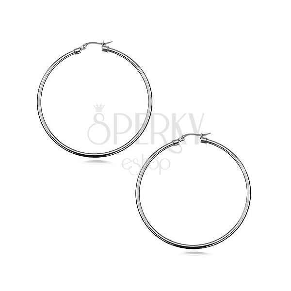 Earrings steel circle - shiny smooth surface, silver colour