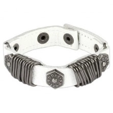Leather bracelet - metal circles and studs