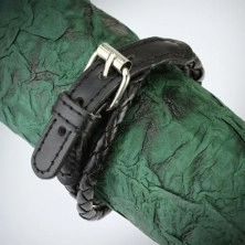 Thin braided leather bracelet