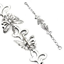 Stainless steel wristchain with 3D butterflies